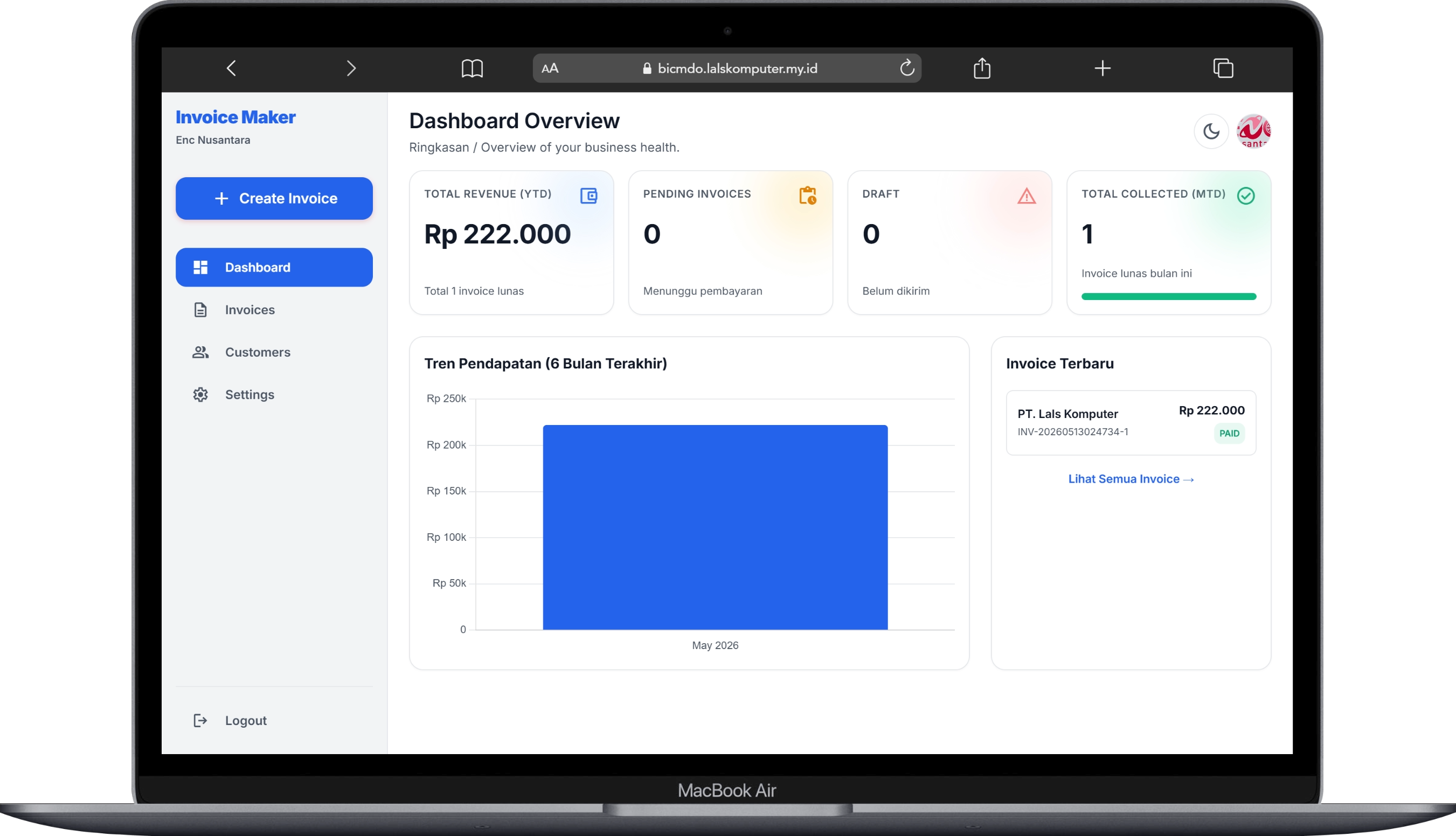 InvoiceMaker Dashboard